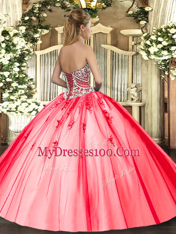 Sleeveless Beading and Appliques Lace Up Quinceanera Dress