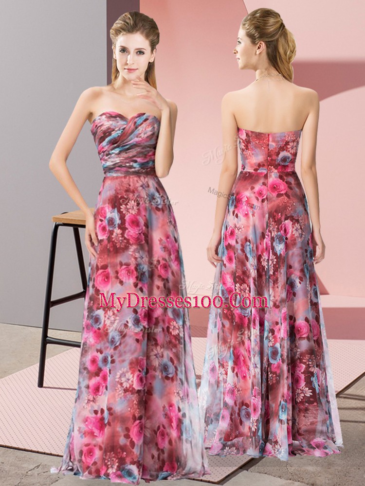 Dazzling Floor Length Zipper Prom Party Dress Multi-color for Prom and Party with Pattern