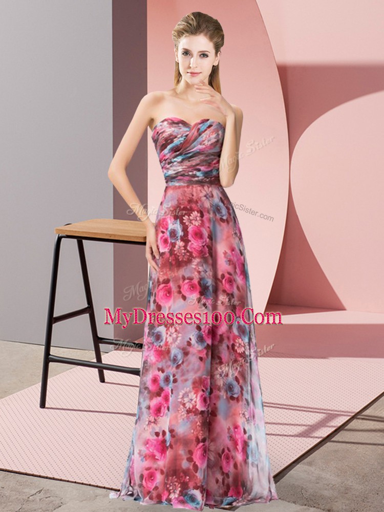Dazzling Floor Length Zipper Prom Party Dress Multi-color for Prom and Party with Pattern