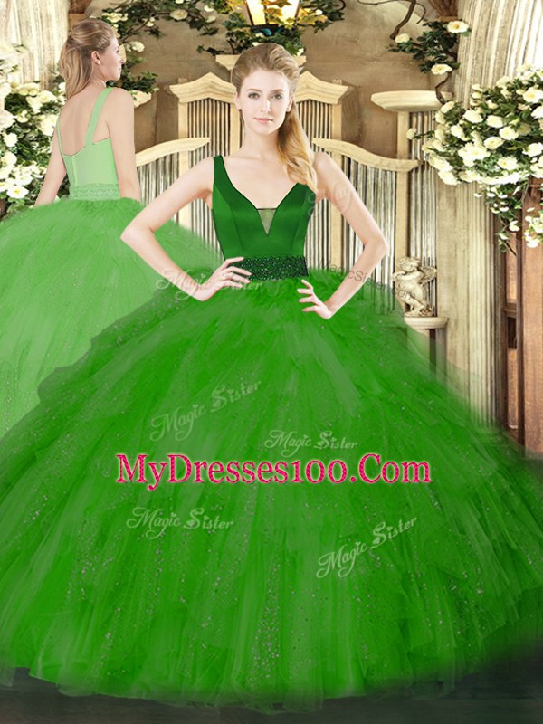 Enchanting Floor Length Ball Gowns Sleeveless Green Ball Gown Prom Dress Zipper