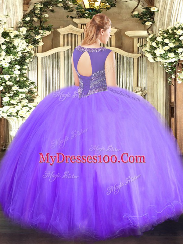 Lace Up 15 Quinceanera Dress Beading Sleeveless Floor Length