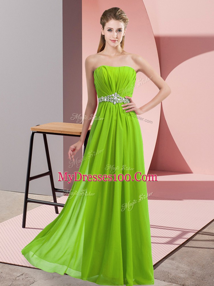 Fancy Sleeveless Lace Up Floor Length Beading Evening Dress