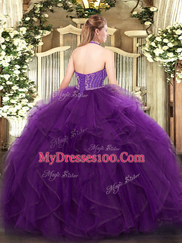 Teal Sleeveless Tulle Lace Up Sweet 16 Quinceanera Dress for Military Ball and Sweet 16 and Quinceanera
