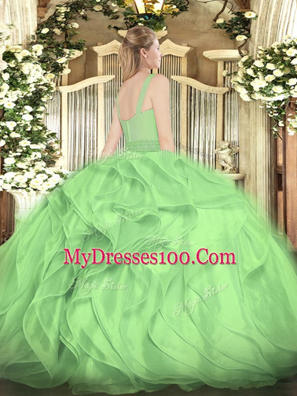 Custom Fit Ball Gowns Quince Ball Gowns Purple Straps Organza Sleeveless Floor Length Zipper