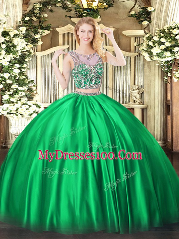 Exceptional Sleeveless Lace Up Floor Length Beading Quinceanera Gown