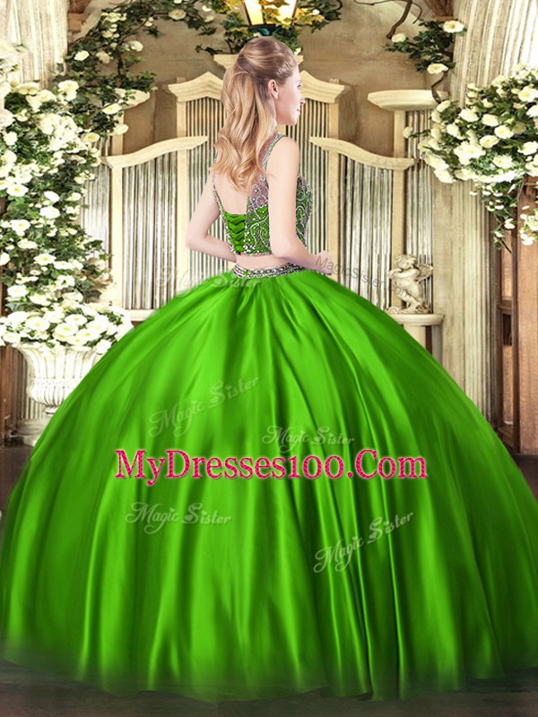 Exceptional Sleeveless Lace Up Floor Length Beading Quinceanera Gown