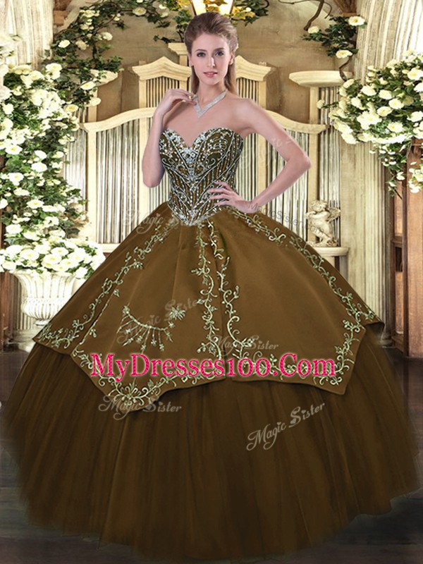 Low Price Sleeveless Beading and Embroidery Lace Up Quinceanera Gowns