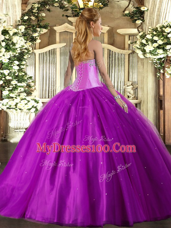 Aqua Blue Ball Gowns Tulle Sweetheart Sleeveless Beading Floor Length Lace Up Sweet 16 Quinceanera Dress