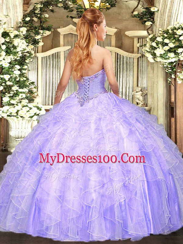 Light Blue Strapless Lace Up Appliques and Ruffles Quinceanera Dress Sleeveless