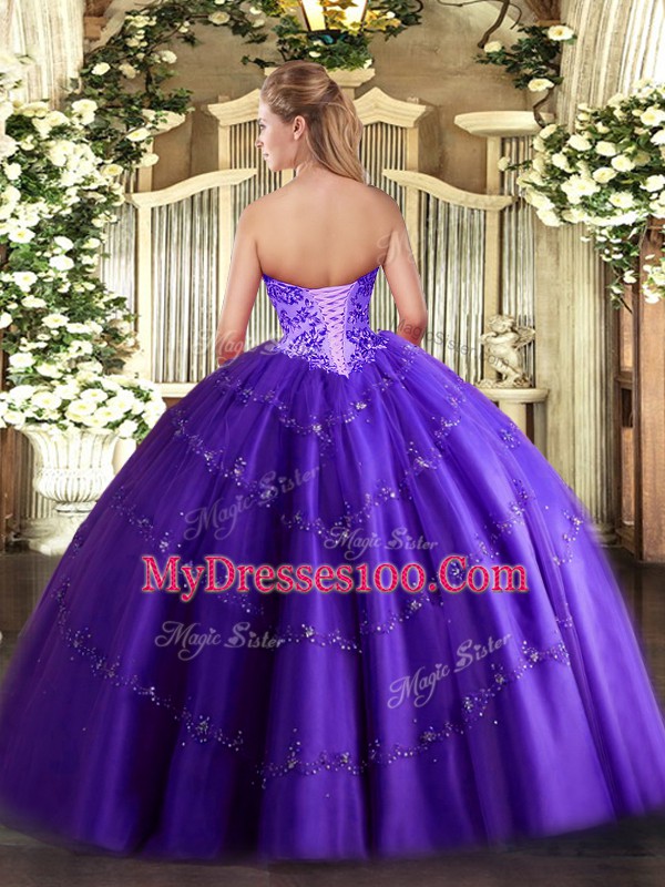 Sleeveless Appliques Lace Up Quinceanera Dresses