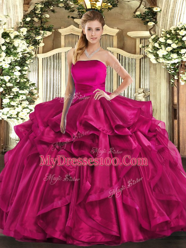 Sleeveless Ruffles Lace Up Quinceanera Dress