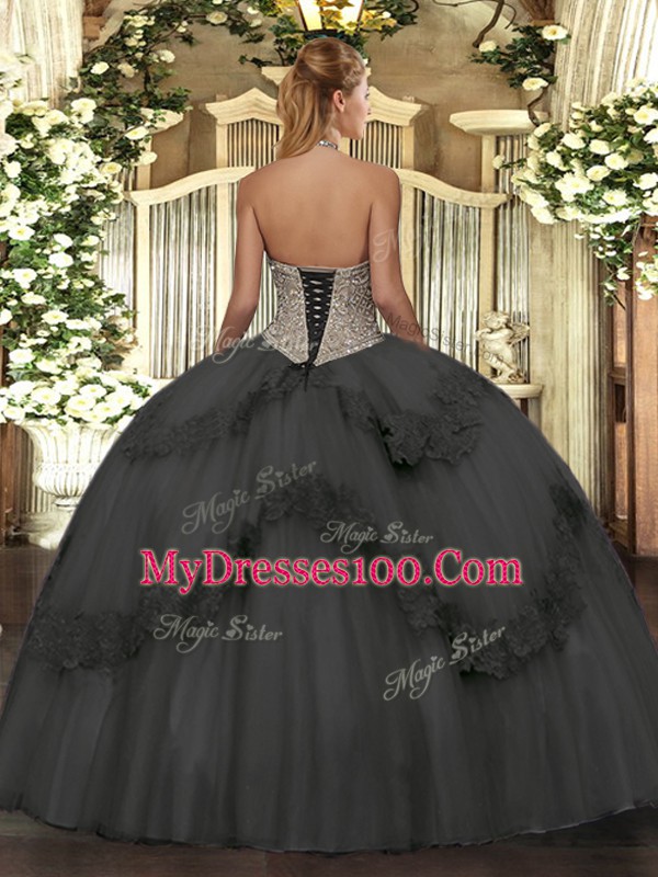 Attractive Rose Pink Lace Up Vestidos de Quinceanera Beading and Appliques Sleeveless Floor Length