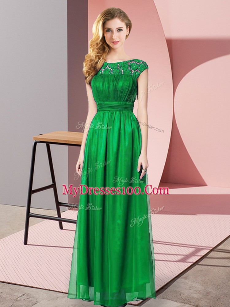 Dynamic Dark Green Sleeveless Floor Length Lace Zipper