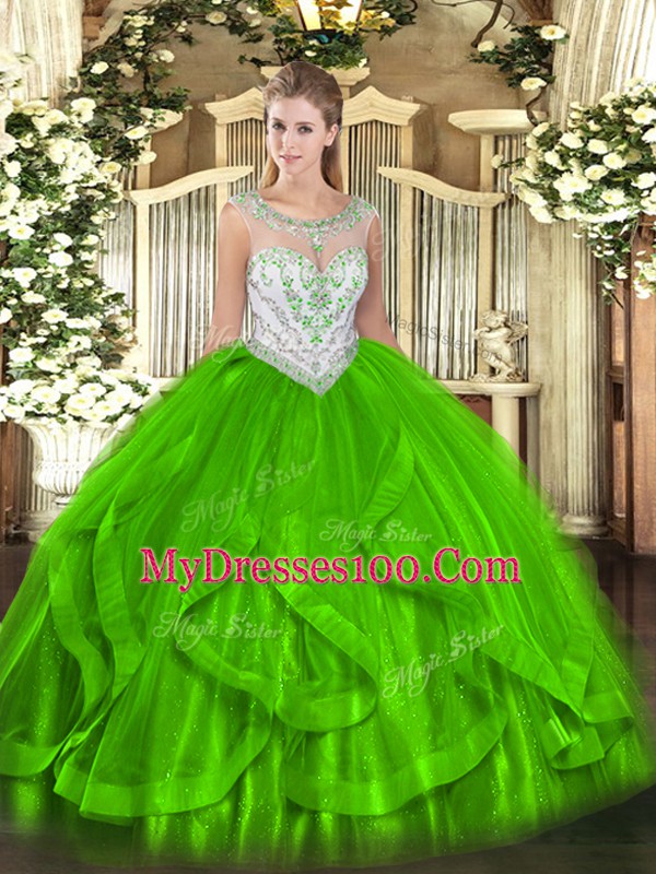 Floor Length 15 Quinceanera Dress Scoop Sleeveless Zipper