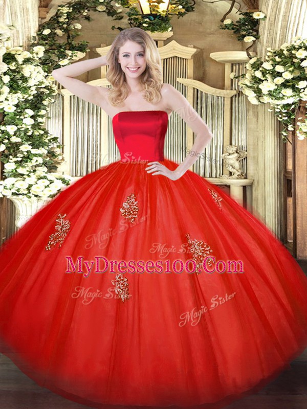 Sleeveless Appliques Zipper 15th Birthday Dress