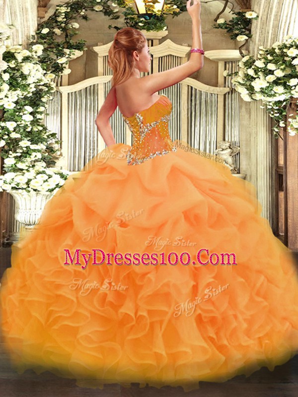 Turquoise Organza Lace Up Sweetheart Sleeveless Floor Length Sweet 16 Dress Beading and Ruffles