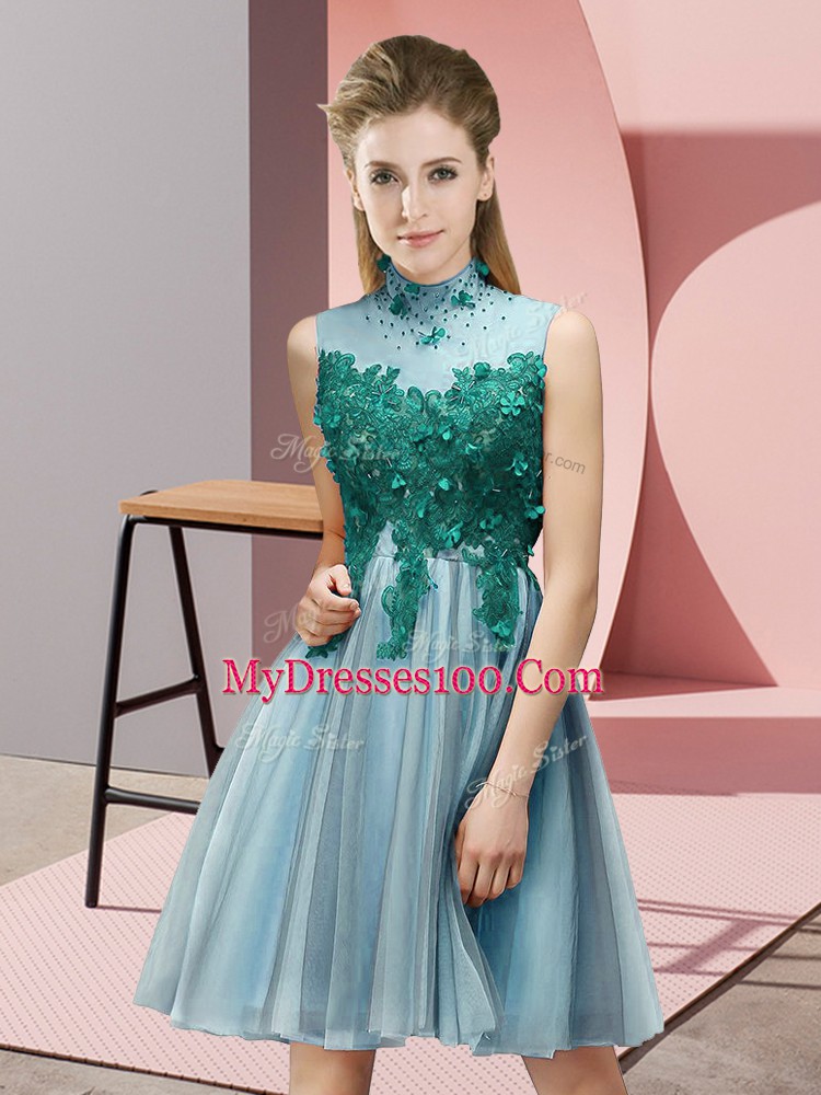 Sleeveless Appliques Lace Up Quinceanera Dama Dress