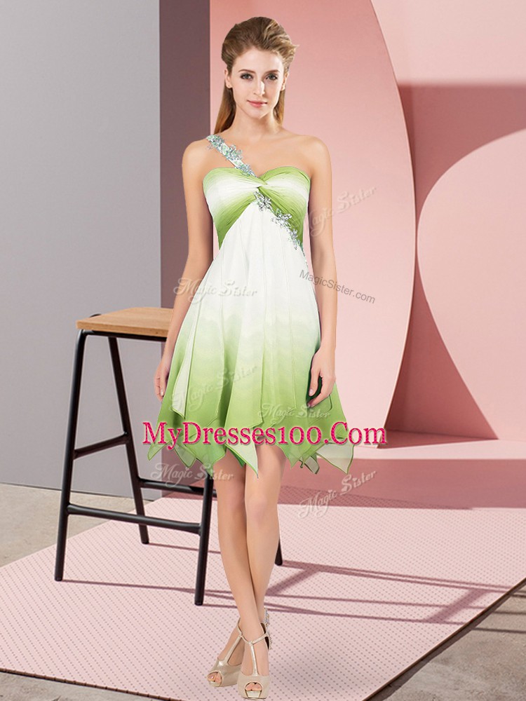Sleeveless Lace Up Asymmetrical Beading Prom Dress