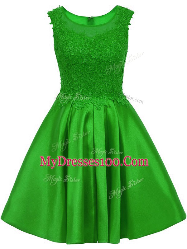 Beautiful Lace Vestidos de Damas Green Zipper Sleeveless Mini Length