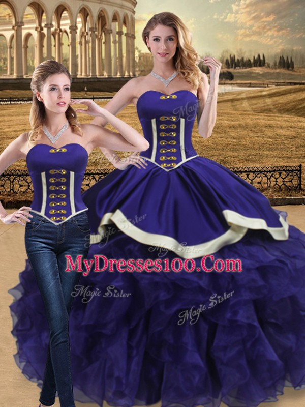 Luxurious Sleeveless Lace Up Floor Length Beading and Ruffles Sweet 16 Dress