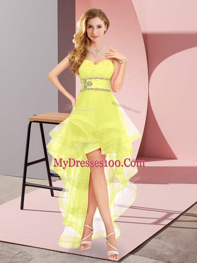 Smart Sweetheart Sleeveless Tulle Quinceanera Dama Dress Beading Lace Up