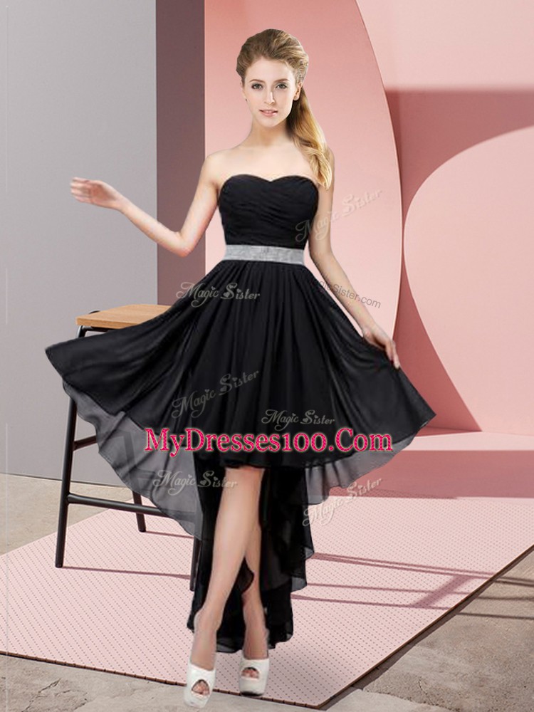 Black Sweetheart Lace Up Beading Vestidos de Damas Sleeveless