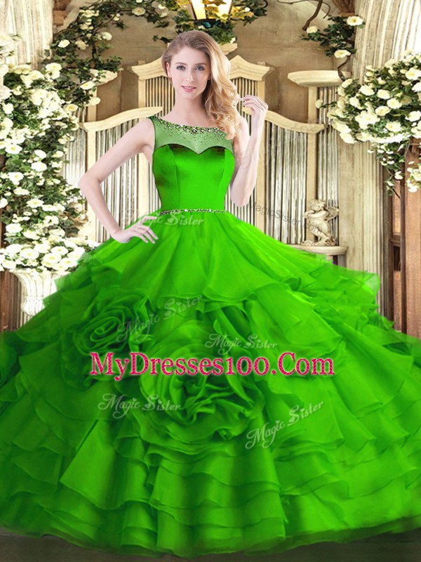 Artistic Beading and Ruffled Layers Quinceanera Gowns Zipper Sleeveless Floor Length