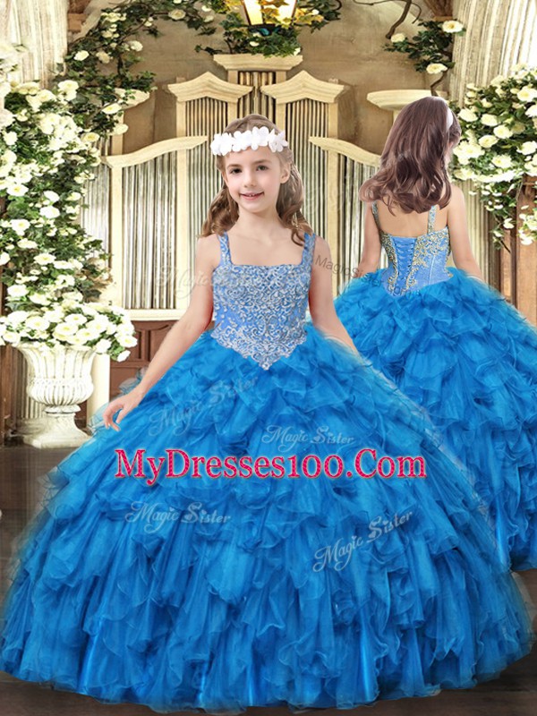Trendy Sleeveless Beading and Ruffles Lace Up Ball Gown Prom Dress