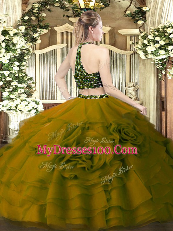 Ideal Fuchsia Sleeveless Beading and Ruffled Layers Floor Length Quinceanera Gowns
