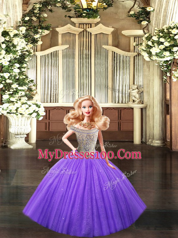 Eggplant Purple Sleeveless Tulle Lace Up Vestidos de Quinceanera for Military Ball and Sweet 16 and Quinceanera