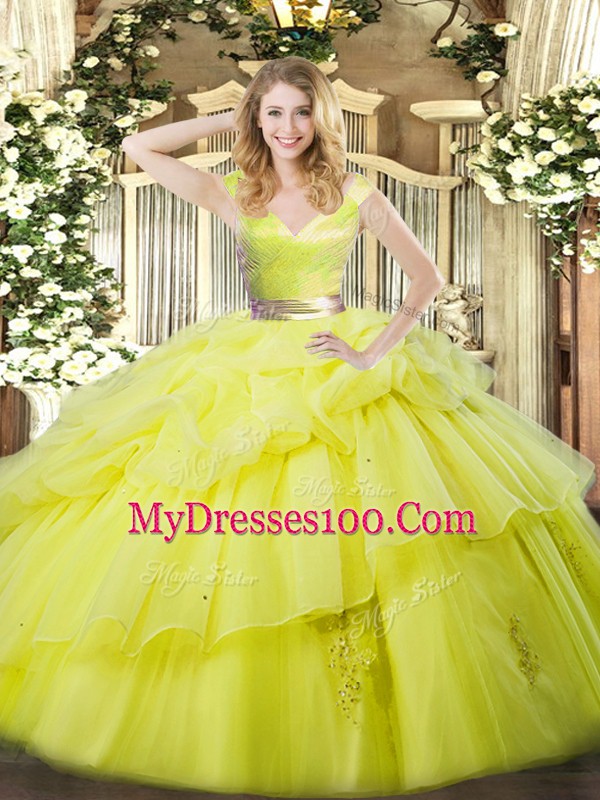 Noble Sleeveless Zipper Floor Length Ruffled Layers Quinceanera Gowns
