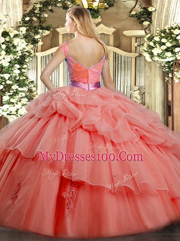 Noble Sleeveless Zipper Floor Length Ruffled Layers Quinceanera Gowns