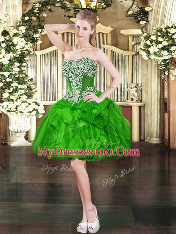 Luxurious Green Sweetheart Neckline Ruffles Quinceanera Gowns Sleeveless Lace Up