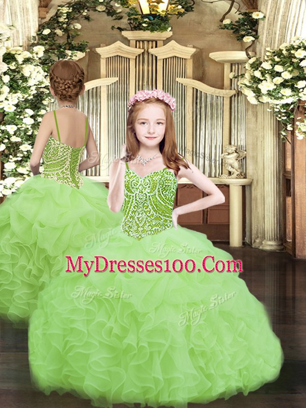 Wonderful Yellow Green Sweetheart Lace Up Ruffles Quinceanera Gown Sleeveless