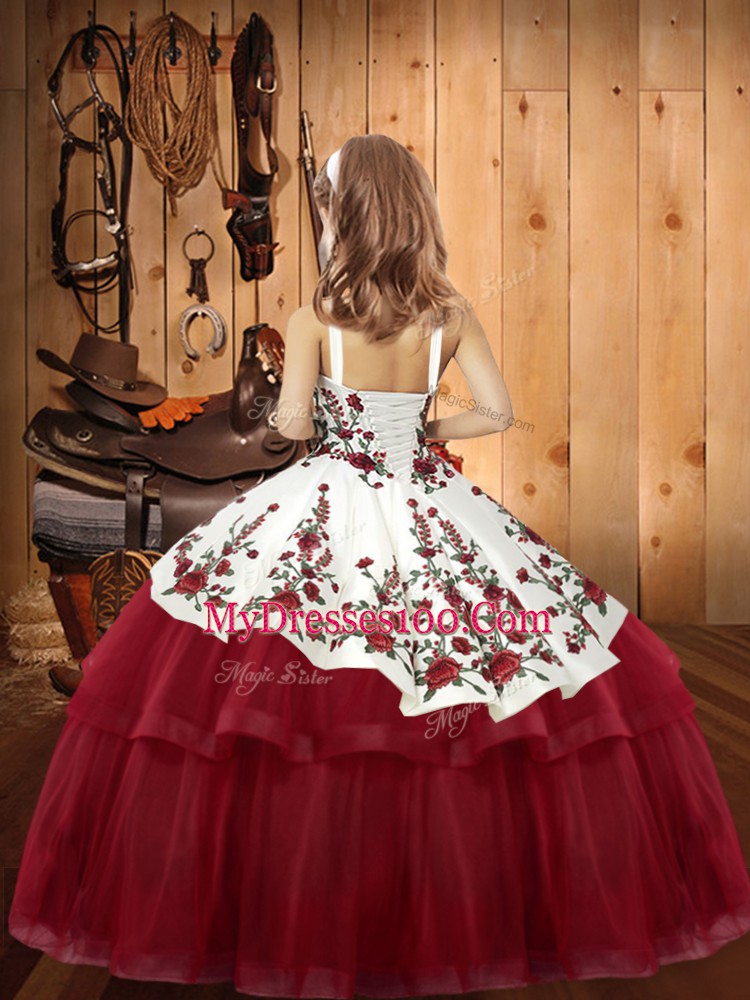 Ball Gowns Sleeveless Turquoise Kids Pageant Dress Lace Up