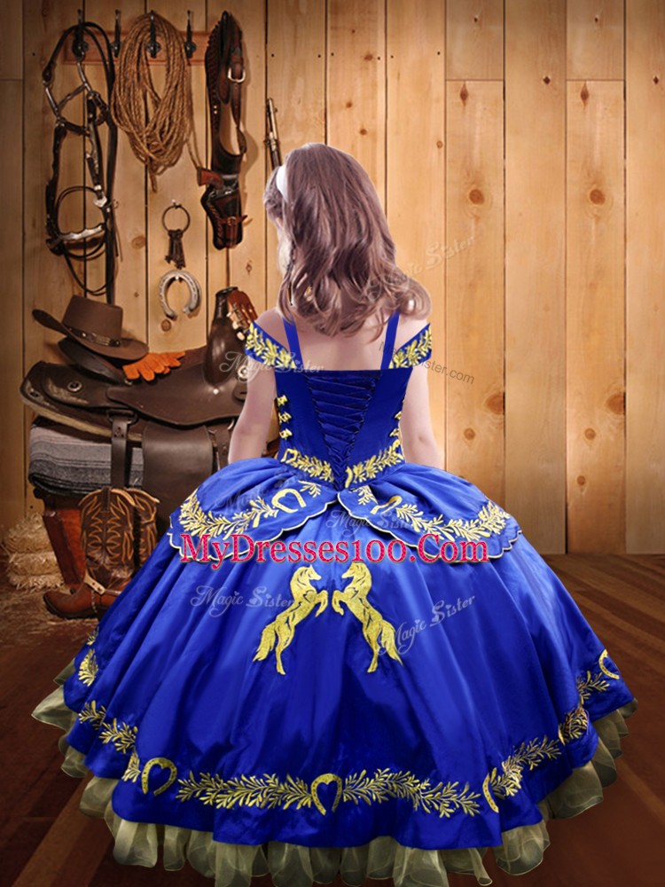 Super Sleeveless Floor Length Beading and Embroidery Lace Up Pageant Gowns For Girls with Rust Red