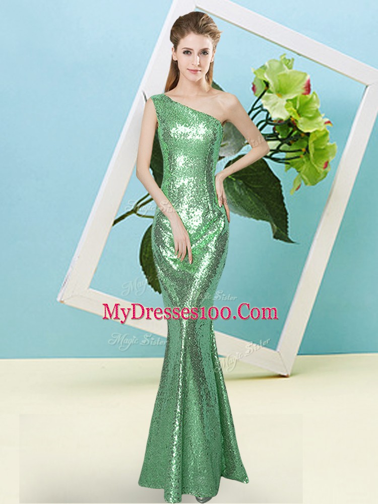 Inexpensive Sleeveless Sequined Floor Length Zipper Prom Dresses in Turquoise with Sequins