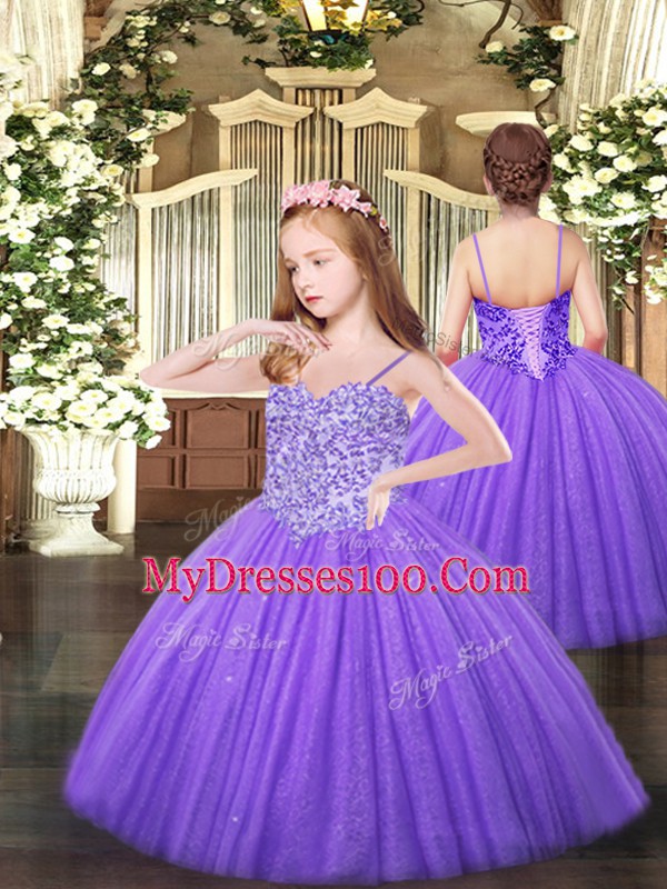Graceful Eggplant Purple Ball Gowns Tulle Sweetheart Sleeveless Beading Floor Length Lace Up Quinceanera Gown