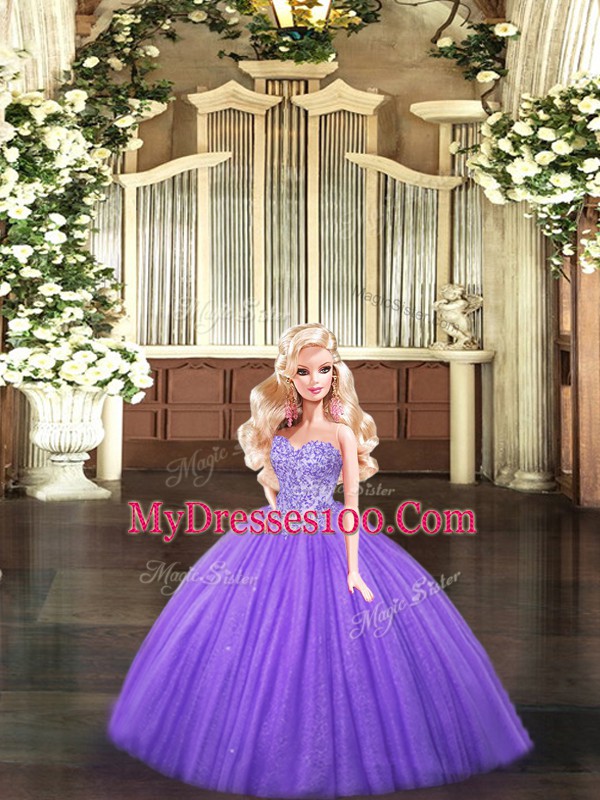 Graceful Eggplant Purple Ball Gowns Tulle Sweetheart Sleeveless Beading Floor Length Lace Up Quinceanera Gown