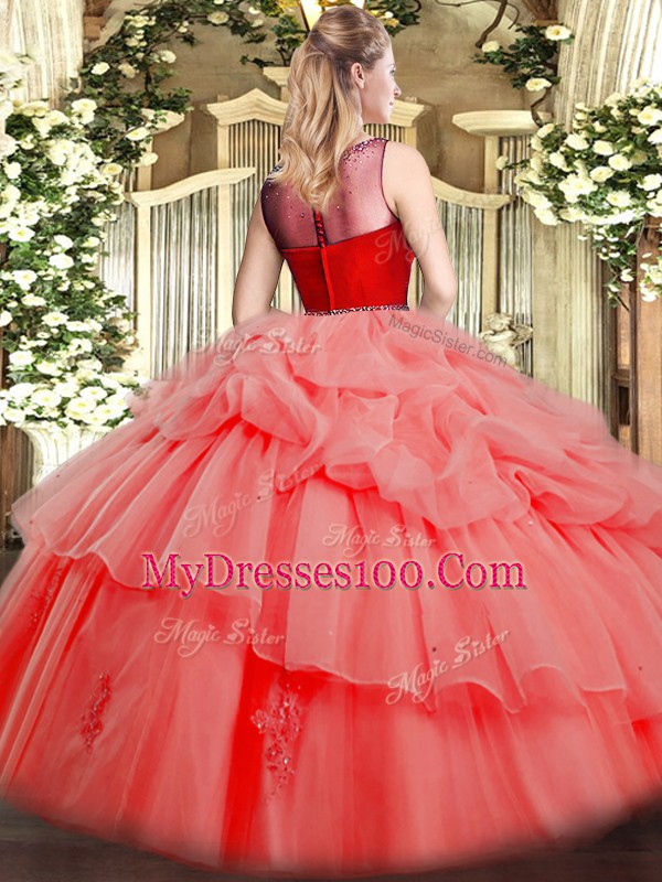 Modern Beading and Appliques and Pick Ups Quinceanera Dress Lilac Zipper Sleeveless Floor Length
