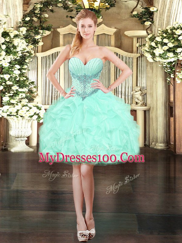 Superior Apple Green Sweetheart Lace Up Ruffles Quinceanera Gowns Sleeveless