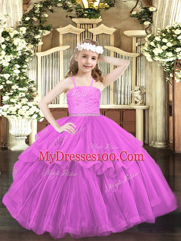 Beautiful Sleeveless Beading and Lace Zipper Pageant Dress Womens