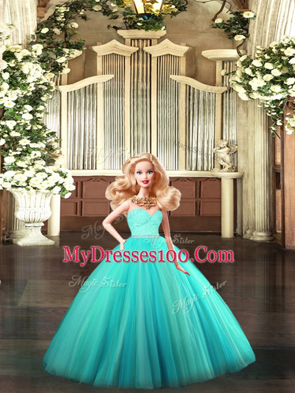 Gorgeous Sweetheart Sleeveless Tulle Quinceanera Dress Beading and Lace Zipper