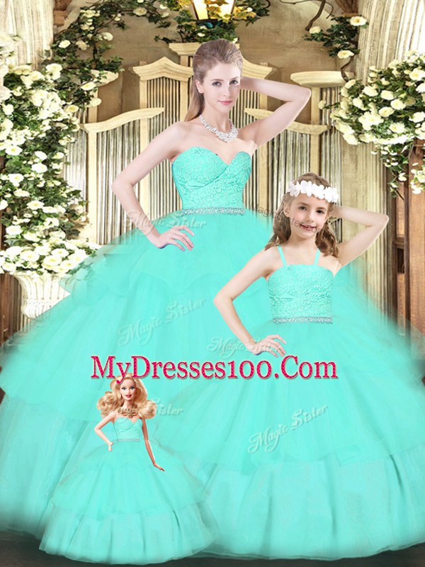 Sweetheart Sleeveless Zipper Ball Gown Prom Dress Apple Green Organza