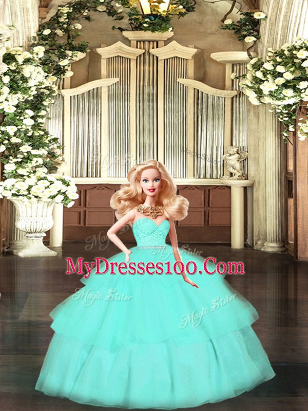 Sweetheart Sleeveless Zipper Ball Gown Prom Dress Apple Green Organza