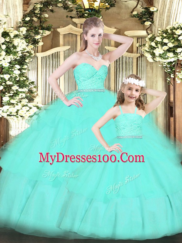 Sweetheart Sleeveless Zipper Ball Gown Prom Dress Apple Green Organza