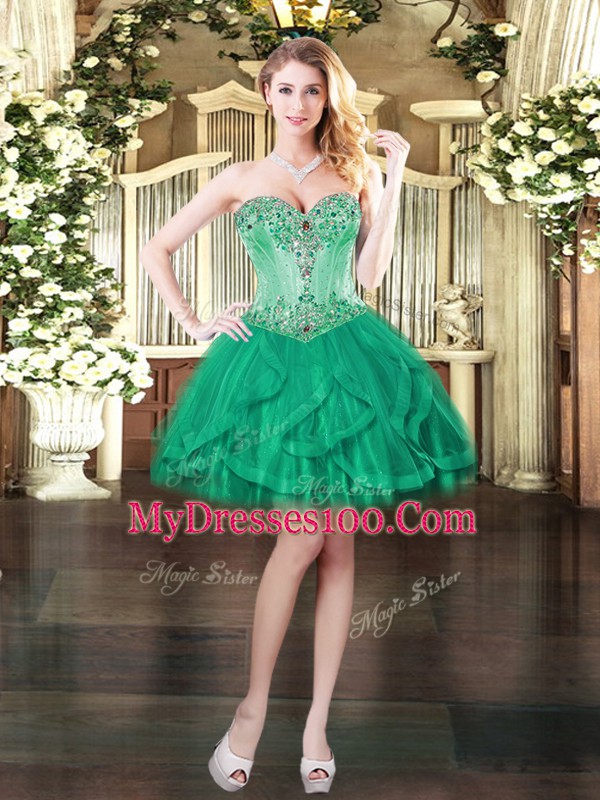 Noble Sweetheart Sleeveless Lace Up Homecoming Gowns Turquoise Tulle