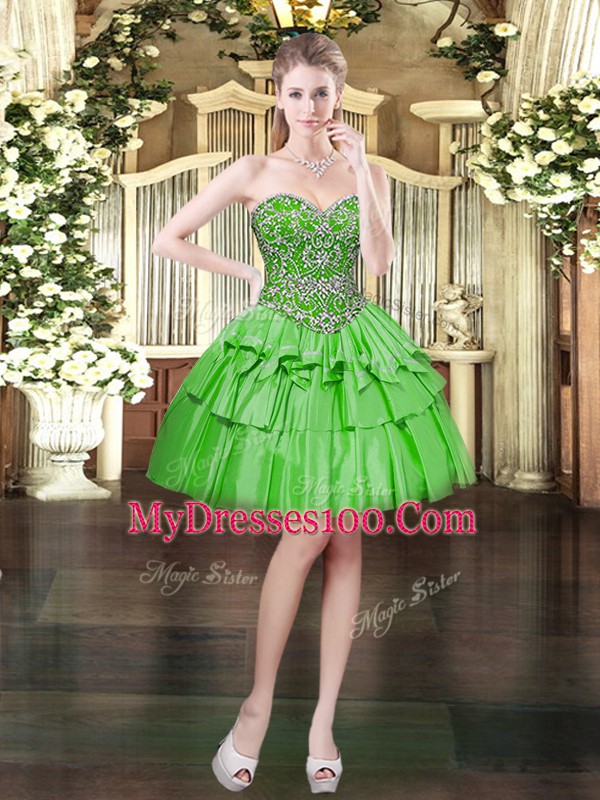 Sleeveless Lace Up Mini Length Beading and Ruffled Layers Homecoming Gowns