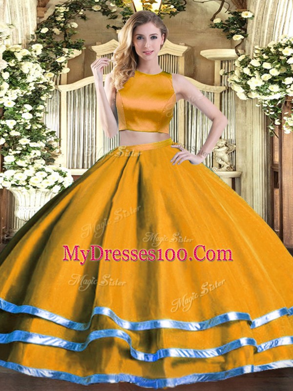 Fashionable High-neck Sleeveless Tulle Ball Gown Prom Dress Ruching Criss Cross