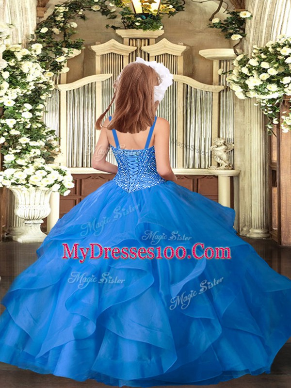 Adorable Sleeveless Beading and Ruffles Lace Up Child Pageant Dress